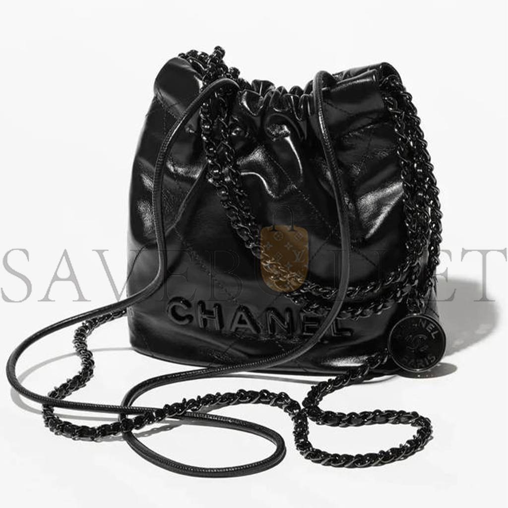 CHANEL MASTER 22 MINI BLACK HANDBAG AS3980 (20*19*6cm)